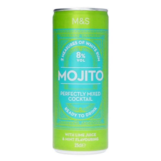 M&S mojito ready-to-drink cocktail 25cl, imported from the UK