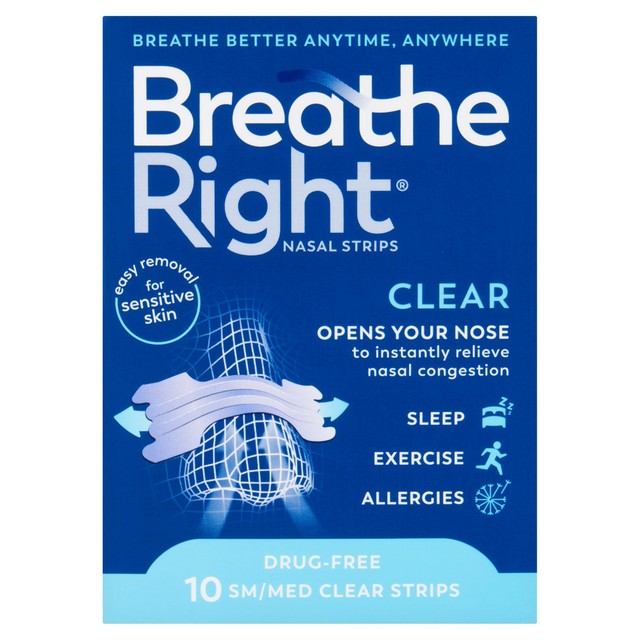 Breathe Right Clear Nasal Strips 10 per pack - British product