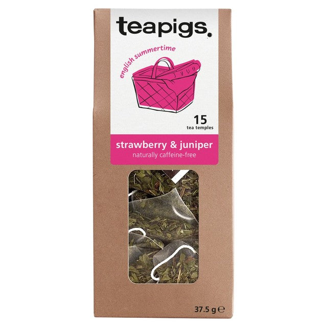 Teapigs Strawberry and Juniper fruit infusion tea temples, UK version