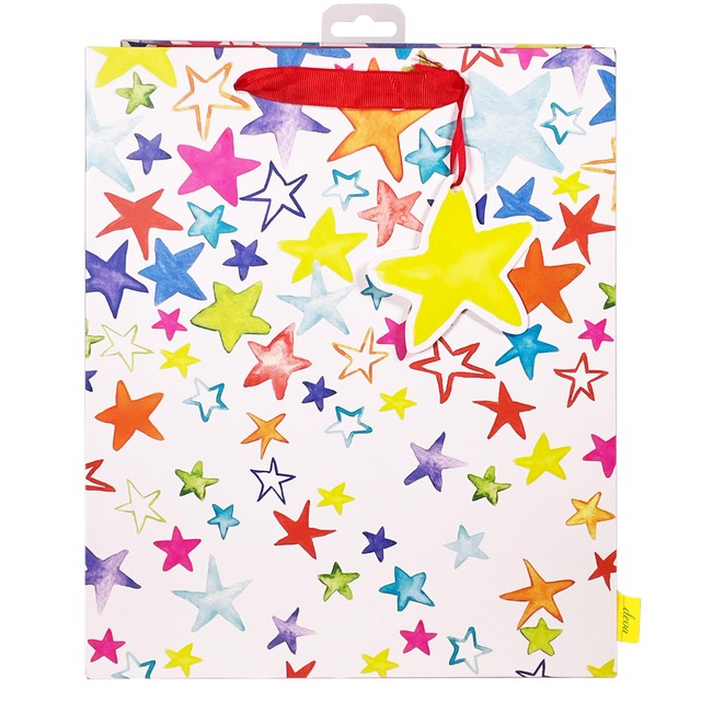 Deva Designs Painted Stars Large Gift Bag, imported from the UK