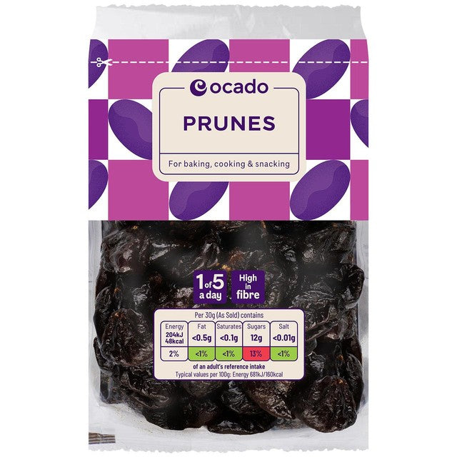 Ocado dried pitted prunes 250g, imported from the UK