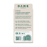 DAME reusable tampon applicator with 3 organic tampons - British product