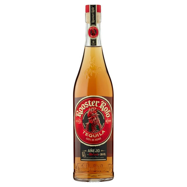Rooster Rojo anejo tequila 70cl, imported from the UK