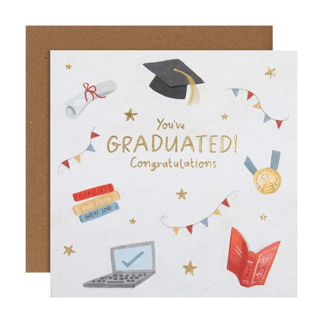 M&S graduation congratulations card with gold foil details, UK version