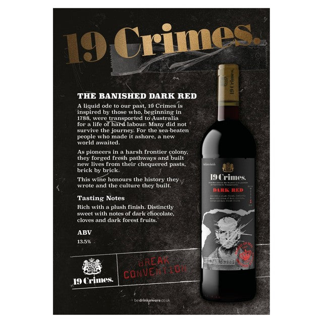 19 Crimes The Banished dark red wine 75cl - British product