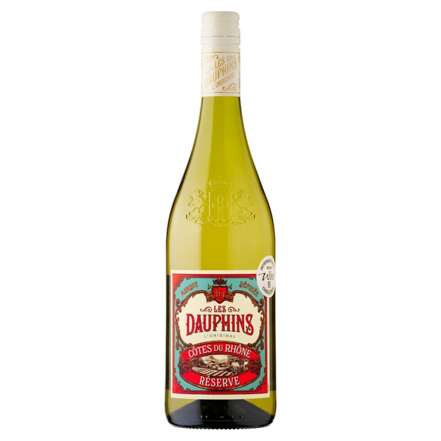 Les Dauphins Cotes du Rhone white wine 75cl, UK version