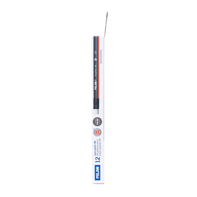 Milan HB triangular graphite pencils with eraser box of 12, imported from the UK