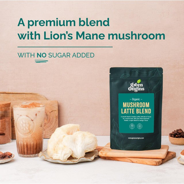 Green Origins Organic Super Mushroom Latte Blend 100g, UK version