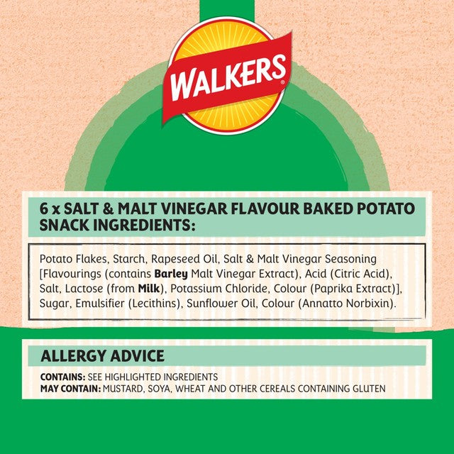 Walkers baked salt vinegar crisps 6 x 22g (British brand)