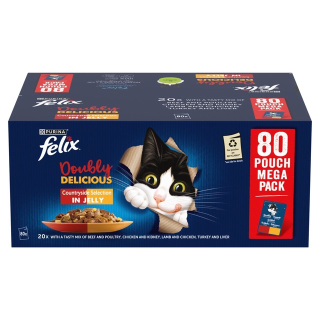 Felix Doubly Delicious wet cat food 80x85g - British product