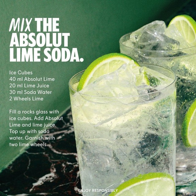Absolut Lime Flavoured Vodka 70cl - British product