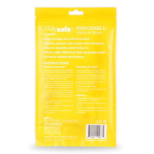 Stay Safe Kids Disposable Face Masks 5 Pack (British brand)
