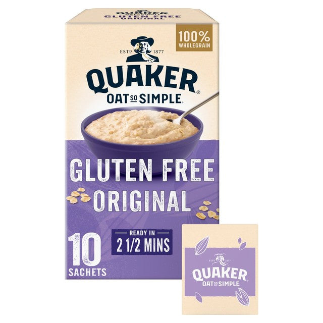 Quaker Gluten Free Original Porridge Sachets 10 sachets, imported from the UK