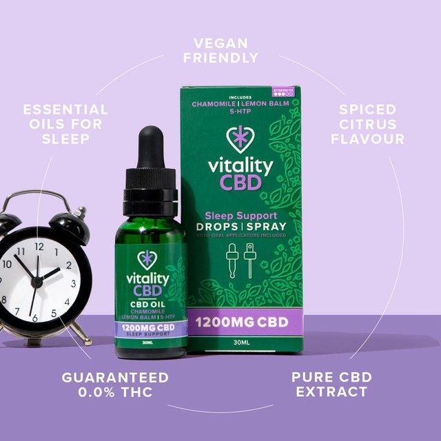 Vitality CBD Sleep Support Oil 1200mg Citrus Flavour 30ml (British brand)