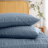 Catherine Lansfield blue seersucker double duvet set - British product