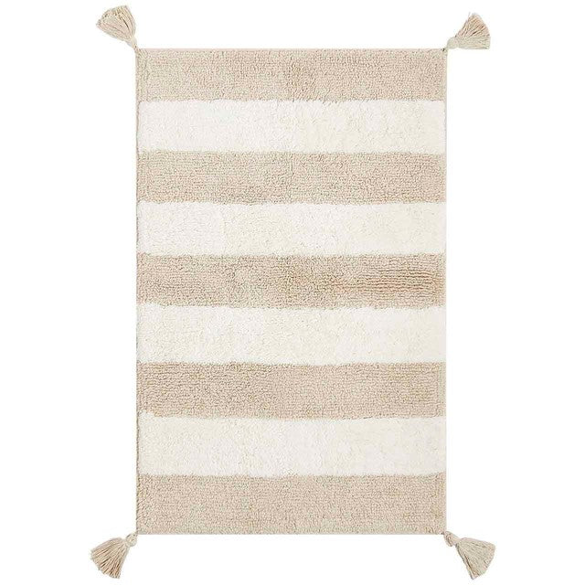 M&S pure cotton striped bath mat natural, imported from the UK