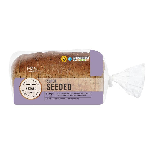 M&S Super Seeded Bread Loaf 800g, imported from the UK