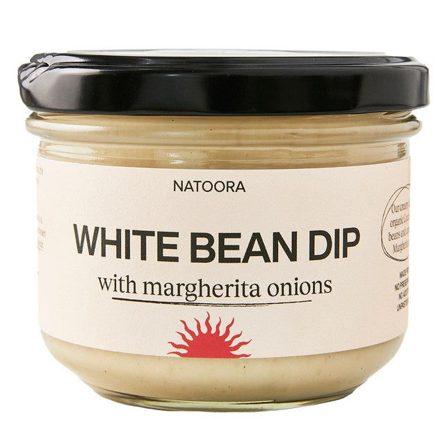 Natoora White Bean Dip Margherita Onions 185g, imported from the UK