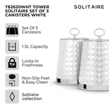 Tower Solitaire white canisters set stainless steel (British brand)