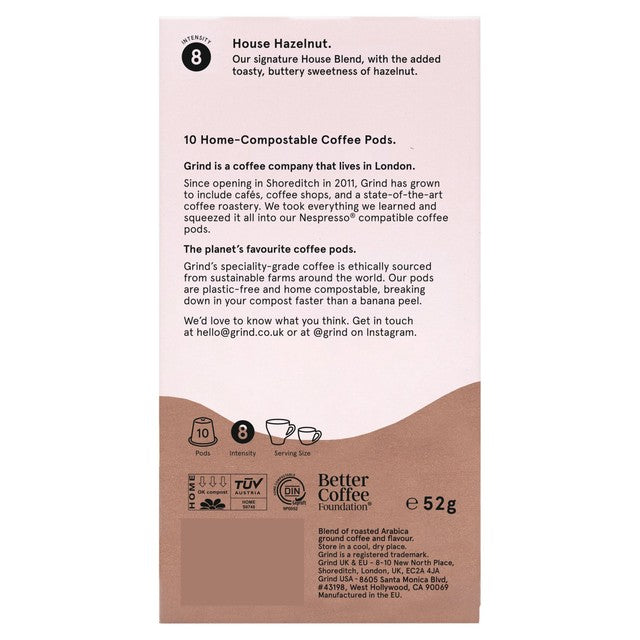 Grind hazelnut coffee pods 10 pack, UK version