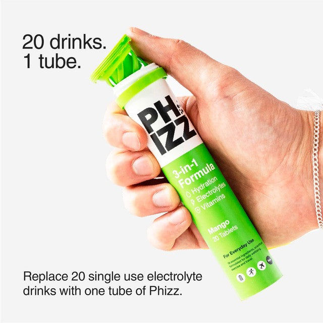 Phizz Mango flavoured hydration electrolyte vitamin tablets 20 tablets, imported from the UK
