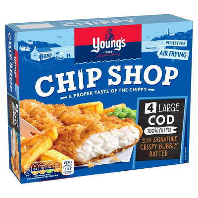 Young's Chip Shop 4 Große Kabeljaufilets im Teigmantel Tiefkühlkost 440g