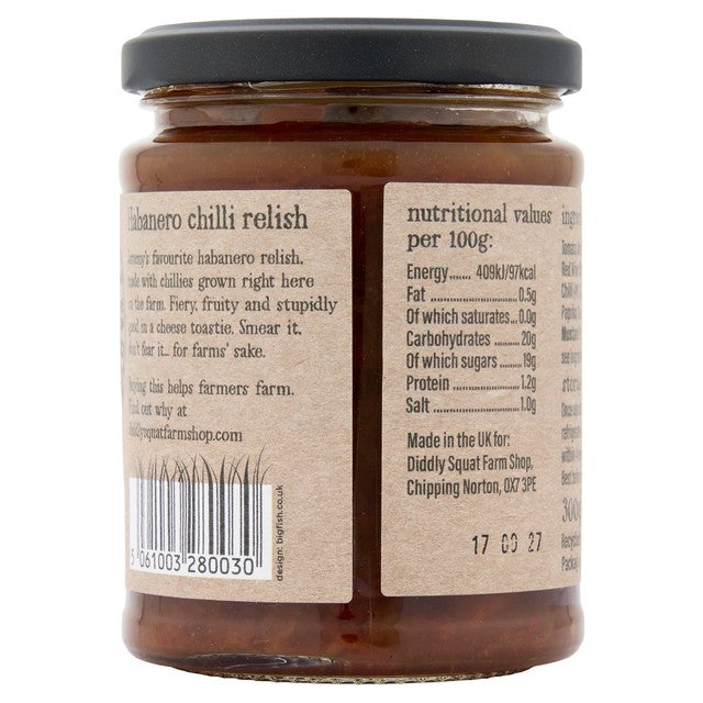 Diddly Squat Farm habanero chilli relish, imported from the UK
