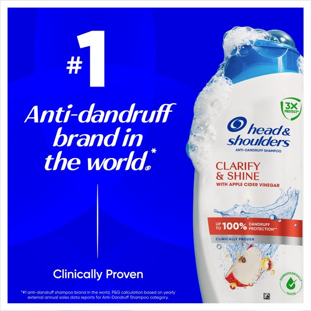 Head & Shoulders Clarify & Shine Shampoo with apple cider vinegar 400ml, UK version