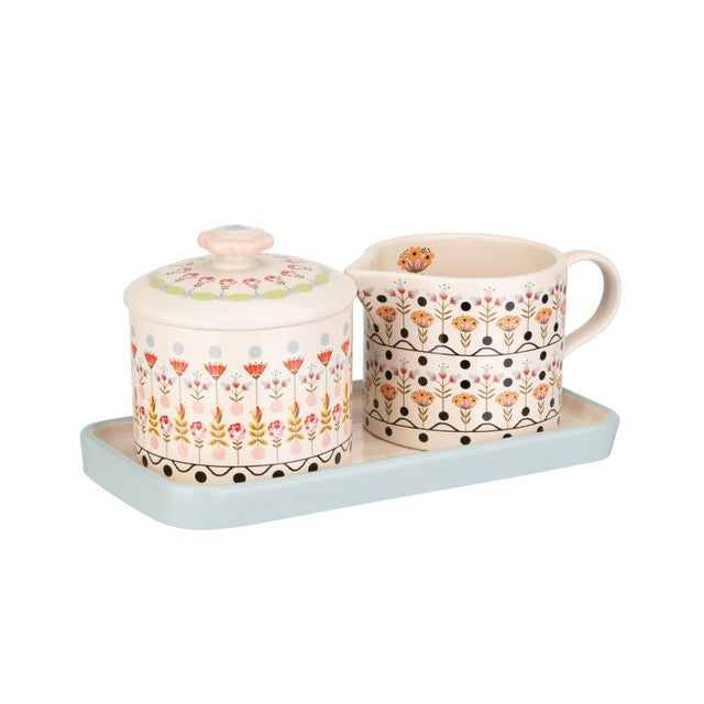 Cath Kidston ceramic sugar and milk jug set stoneware (British brand)