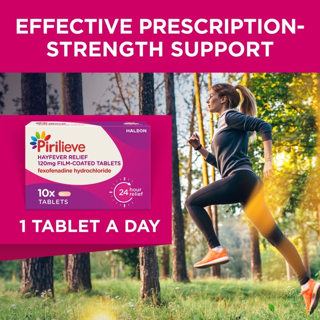 Pirilieve hayfever relief tablets 120mg 10 tablets, imported from the UK