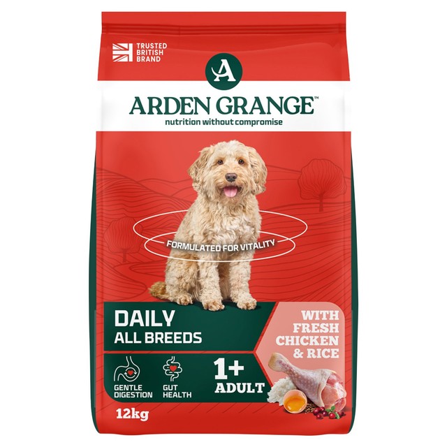 Arden Grange adult dog food with fresh chicken and rice 12kg - British product