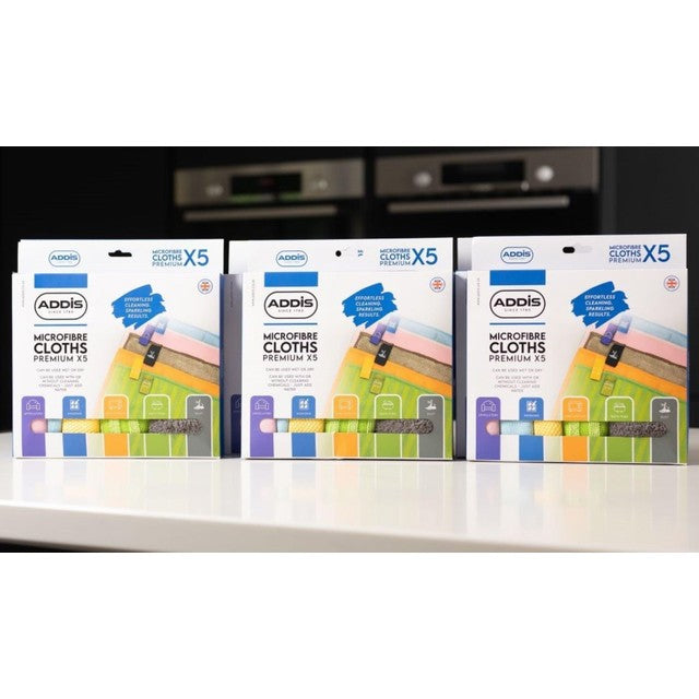 Addis microfibre cleaning cloth set with ID tags pack of 5 - British product