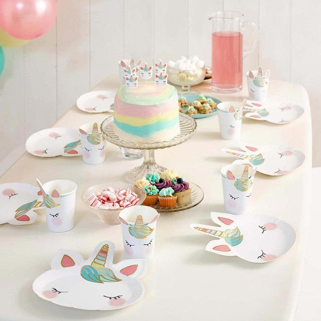 Talking Tables Unicorn Shaped Paper Plates 8 Pack (British brand)