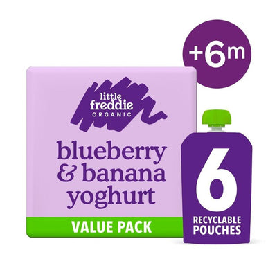 M&S Little Freddie Bio-Blaubeer & Bananen-Joghurt Beutel Multipack 6 x 100g für 6+ Monate- Jetzt online bei McGrocer kaufen