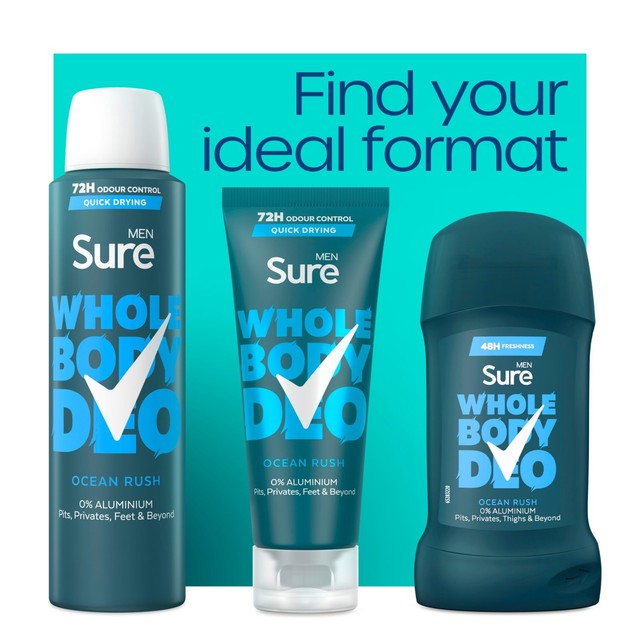 Sure Men Ocean Rush whole body deodorant spray 150ml (British brand)