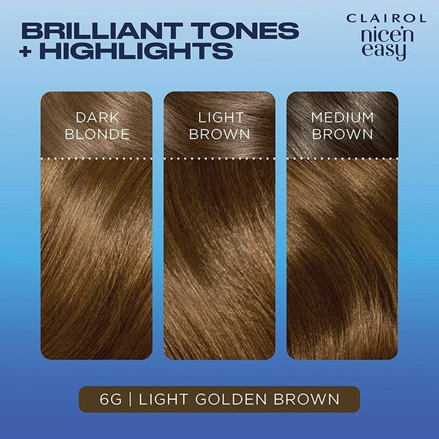 Nice N' Easy 6G Light Golden Brown hair dye - British product