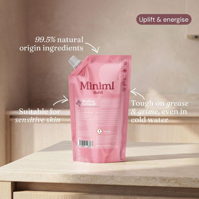 Miniml Rhubarb & Lemon washing up liquid 1L, imported from the UK
