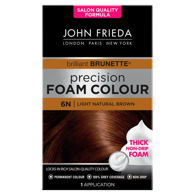 John Frieda Precision Foam Colour Light Natural Brown 6N hair colour kit, UK version