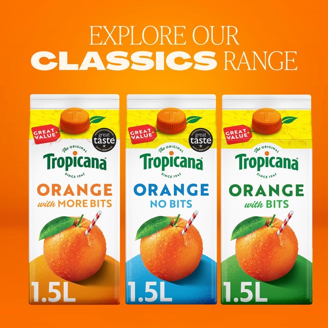 Tropicana orange juice with bits 1.5L (British brand)