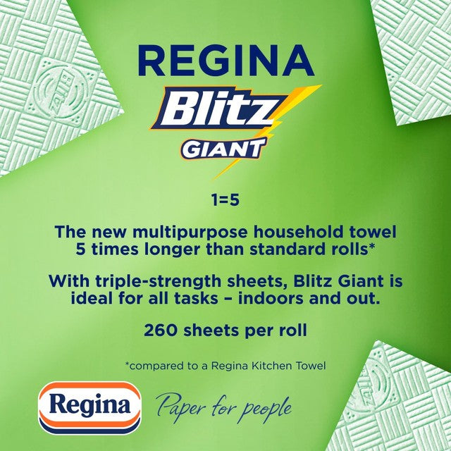 Regina Blitz Giant Kitchen Roll 260 Sheets, imported from the UK