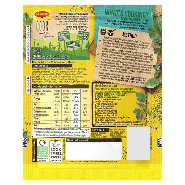 Maggi Mixed Herbs recipe mix 30g, imported from the UK