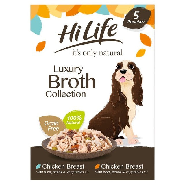 HiLife wet dog food pouches 5x100g chicken and beef, UK version