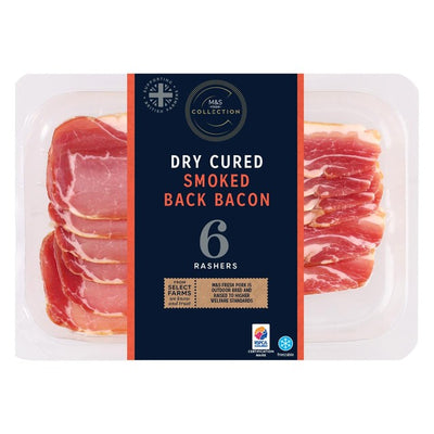 M&S M&S British Outdoor Bred Dry Cured Smoked Back Bacon Rashers 220g- Buy online at McGrocer