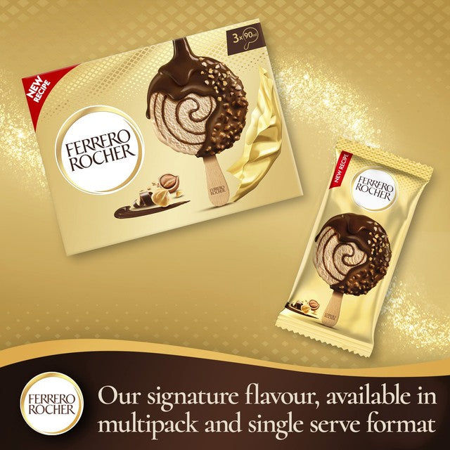Ferrero Rocher hasselnøttispinner 3 x 70 ml - britisk produkt