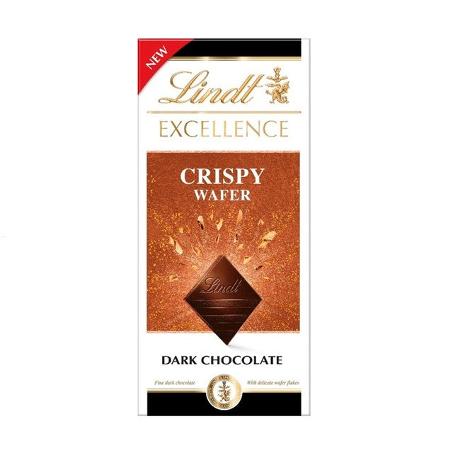 Lindt crispy wafer dark chocolate bar 100g, UK version