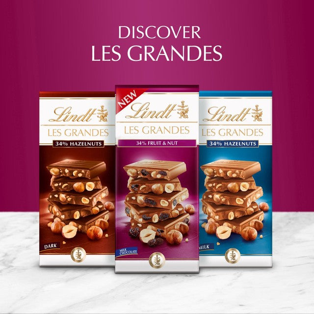 Lindt fruit and nut milk chocolate bar 150g, UK version