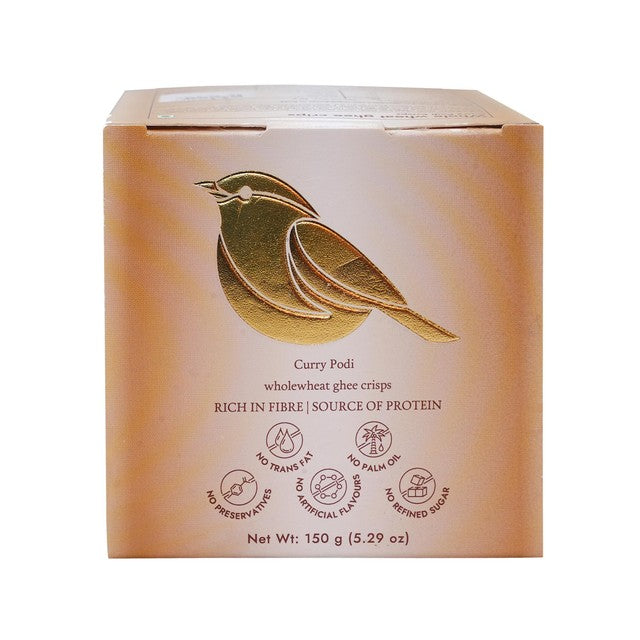 Lumara Wholewheat Ghee Crisps Curry Leaf Podi 150g, UK version