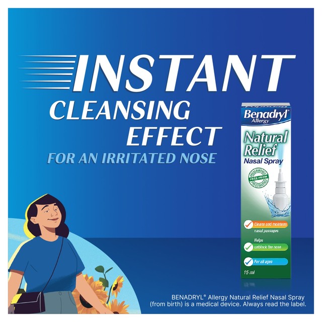 Benadryl natural allergy relief nasal spray 15ml - British product