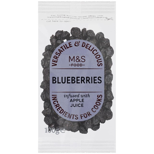 M&S dried blueberries sweetened with apple juice 100g, imported from the UK