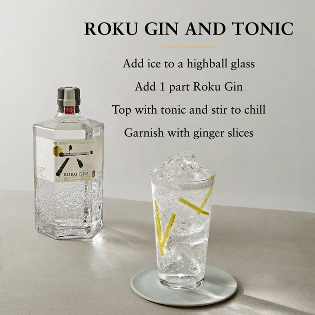 Roku Gin Japanese Craft 70cl, imported from the UK